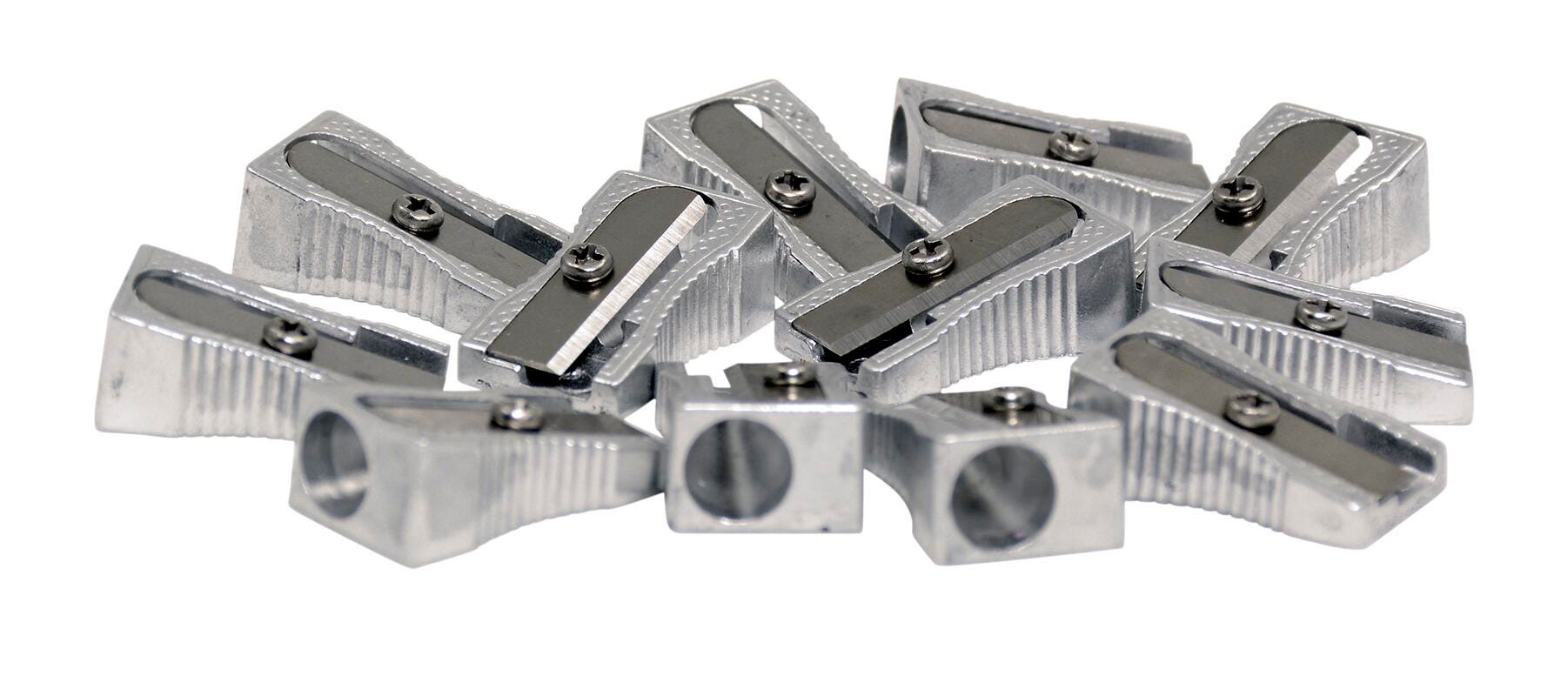 School Smart 1-Hole Handheld Pencil Sharpeners, Silver, Pack of 12, Item Number 080312